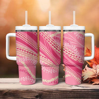 Polynesian Puakeniken Pikake Twisted Lei Tumbler With Handle Rose Pink - Polynesian Pride