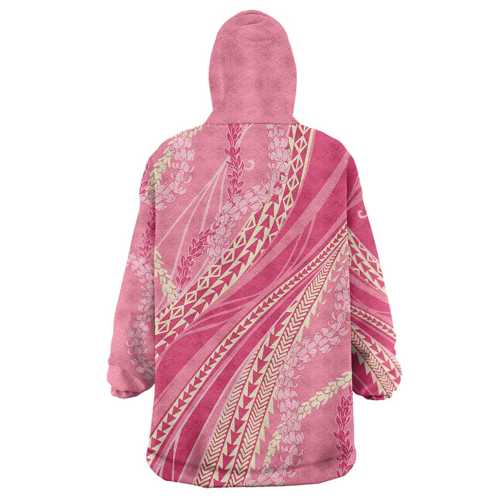 Polynesian Puakeniken Pikake Twisted Lei Wearable Blanket Hoodie Rose Pink - Polynesian Pride