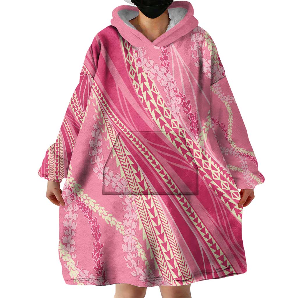 Polynesian Puakeniken Pikake Twisted Lei Wearable Blanket Hoodie Rose Pink - Polynesian Pride