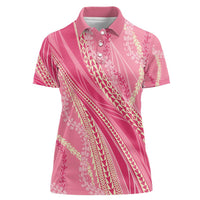 Polynesian Puakeniken Pikake Twisted Lei Women Polo Shirt Rose Pink - Polynesian Pride