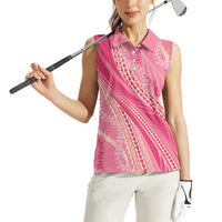 Polynesian Puakeniken Pikake Twisted Lei Women Sleeveless Polo Shirt Rose Pink - Polynesian Pride