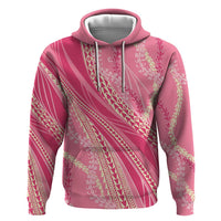 Polynesian Puakeniken Pikake Twisted Lei Zip Hoodie Rose Pink - Polynesian Pride