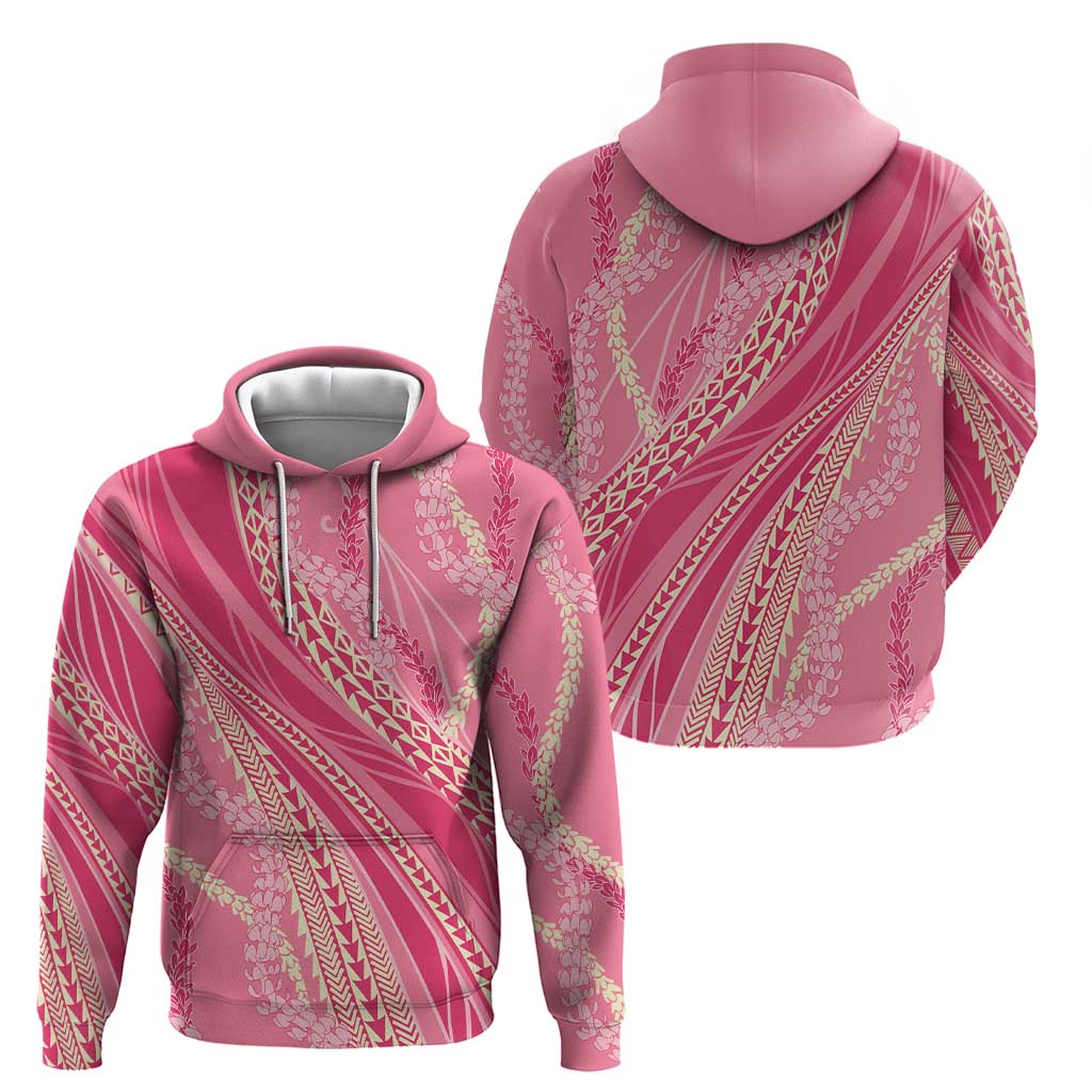 Polynesian Puakeniken Pikake Twisted Lei Zip Hoodie Rose Pink - Polynesian Pride