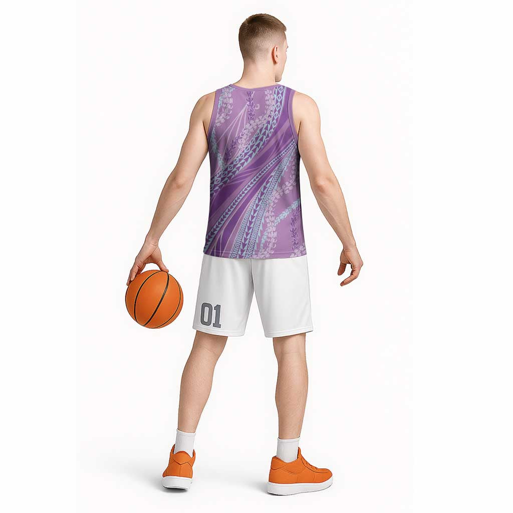 Polynesian Puakeniken Pikake Twisted Lei Basketball Jersey Amethys - Polynesian Pride