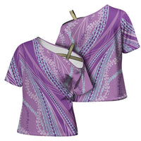 Polynesian Puakeniken Pikake Twisted Lei Cross Shoulder Shirt Amethys - Polynesian Pride