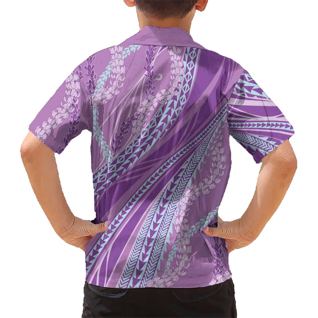 Polynesian Puakeniken Pikake Twisted Lei Family Matching Mermaid Dress and Hawaiian Shirt Amethys - Polynesian Pride