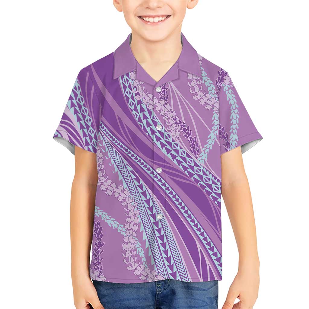 Polynesian Puakeniken Pikake Twisted Lei Family Matching Off Shoulder Maxi Dress and Hawaiian Shirt Amethys - Polynesian Pride