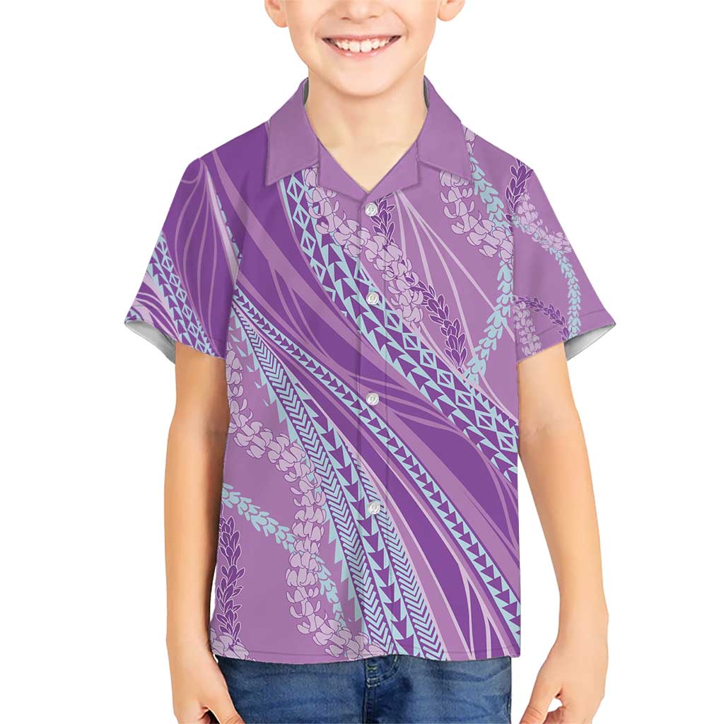 Polynesian Puakeniken Pikake Twisted Lei Kid Hawaiian Shirt Amethys - Polynesian Pride