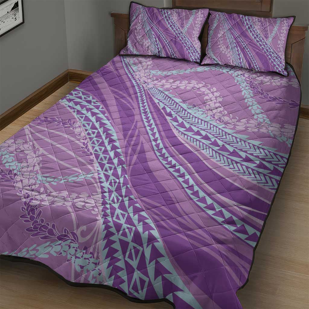Polynesian Puakeniken Pikake Twisted Lei Quilt Bed Set Amethys - Polynesian Pride