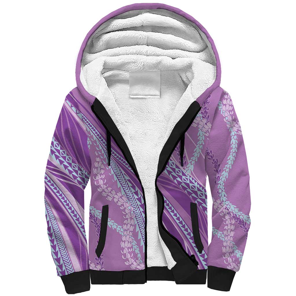 Polynesian Puakeniken Pikake Twisted Lei Sherpa Hoodie Amethys LT7 Unisex Amethys - Polynesian Pride