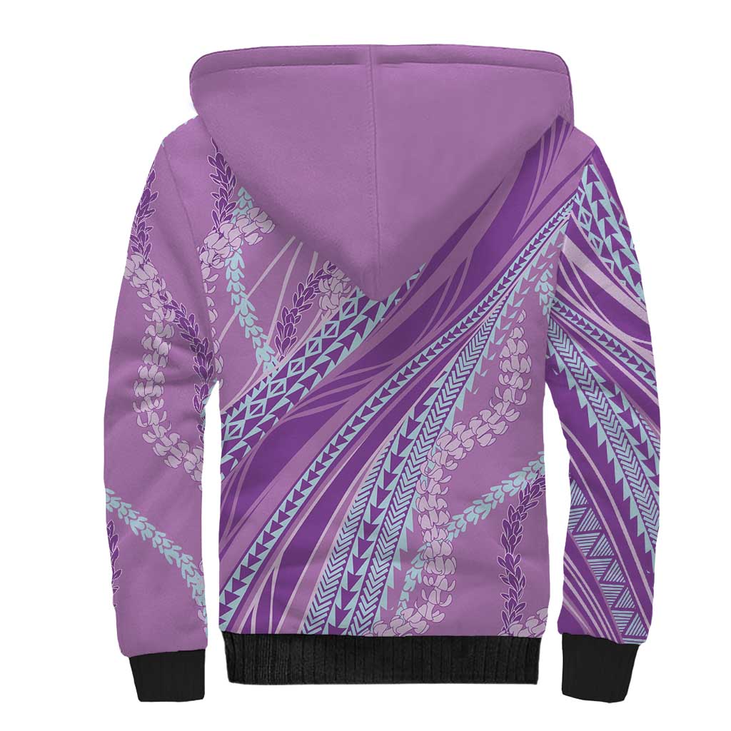 Polynesian Puakeniken Pikake Twisted Lei Sherpa Hoodie Amethys LT7 - Polynesian Pride