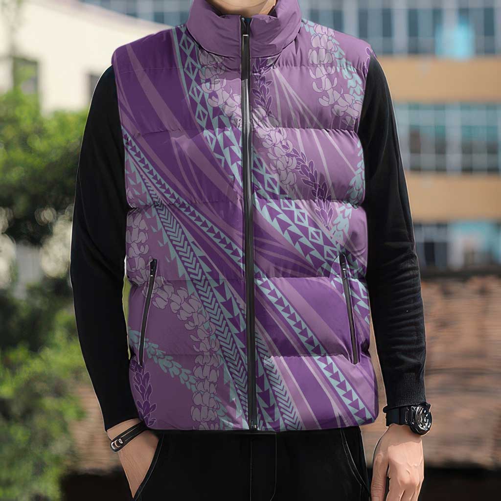Polynesian Puakeniken Pikake Twisted Lei Sleeveless Puffer Jacket Amethys - Polynesian Pride
