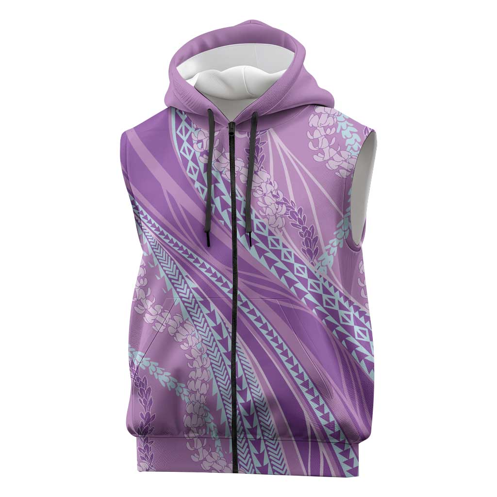 Polynesian Puakeniken Pikake Twisted Lei Sleeveless Zip Hoodie Amethys - Polynesian Pride