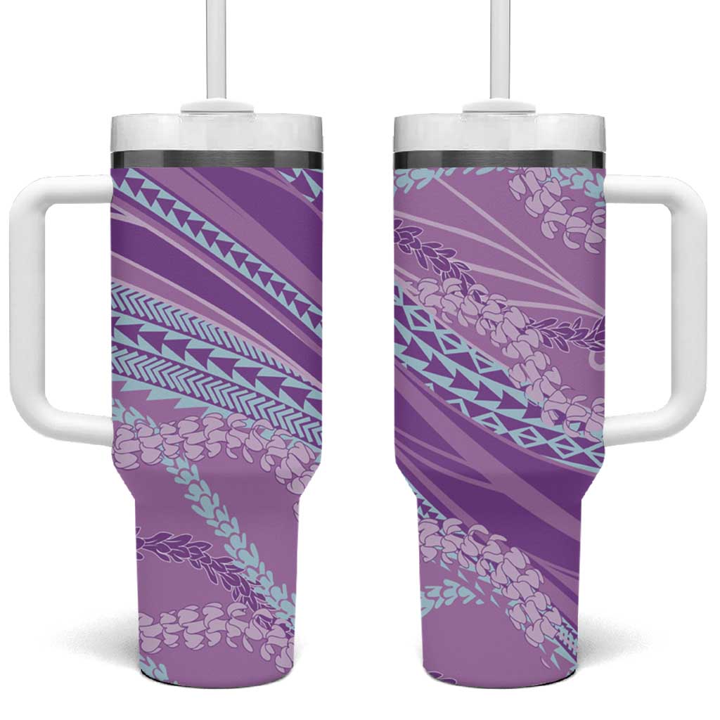 Polynesian Puakeniken Pikake Twisted Lei Tumbler With Handle Amethys - Polynesian Pride