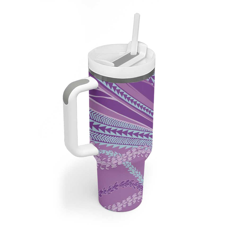 Polynesian Puakeniken Pikake Twisted Lei Tumbler With Handle Amethys - Polynesian Pride