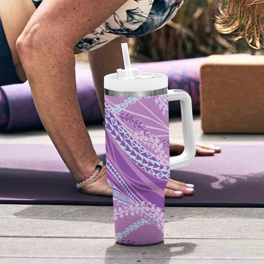 Polynesian Puakeniken Pikake Twisted Lei Tumbler With Handle Amethys - Polynesian Pride
