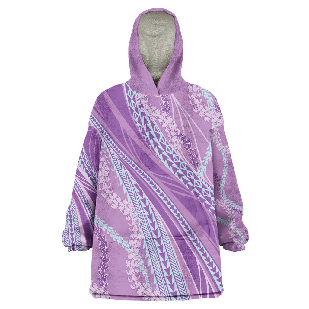 Polynesian Puakeniken Pikake Twisted Lei Wearable Blanket Hoodie Amethys LT7 One Size Amethys - Polynesian Pride