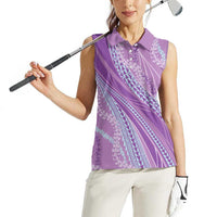 Polynesian Puakeniken Pikake Twisted Lei Women Sleeveless Polo Shirt Amethys - Polynesian Pride