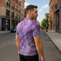 Polynesian Puakeniken Pikake Twisted Lei Zipper Polo Shirt Amethys - Polynesian Pride