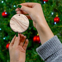Polynesian Puakeniken Pikake Twisted Lei Ceramic Ornament Beige - Polynesian Pride