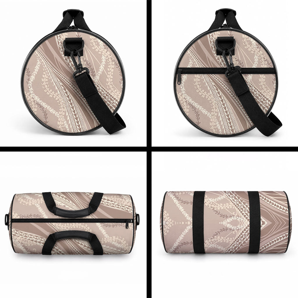Polynesian Puakeniken Pikake Twisted Lei Duffle Bag Beige LT7 - Polynesian Pride
