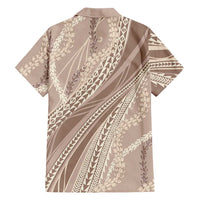 Polynesian Puakeniken Pikake Twisted Lei Family Matching Tank Maxi Dress and Hawaiian Shirt Beige - Polynesian Pride