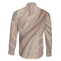 Polynesian Puakeniken Pikake Twisted Lei Family Matching Tank Maxi Dress and Hawaiian Shirt Beige - Polynesian Pride