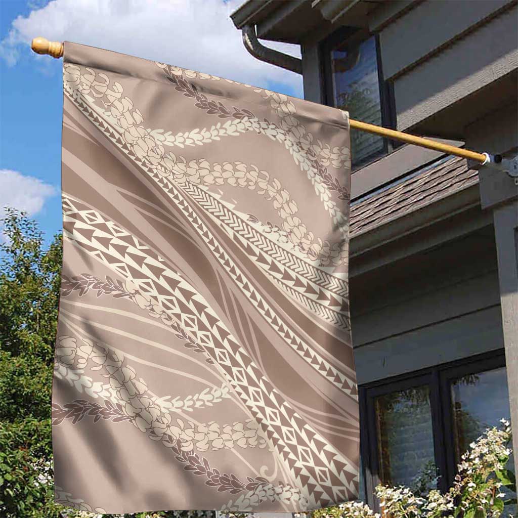Polynesian Puakeniken Pikake Twisted Lei Garden Flag Beige - Polynesian Pride