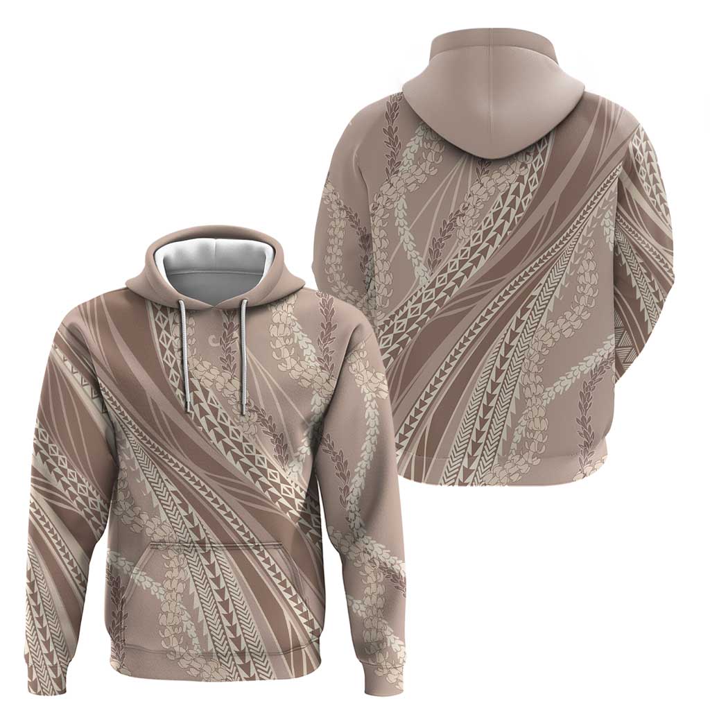 Polynesian Puakeniken Pikake Twisted Lei Hoodie Beige - Polynesian Pride