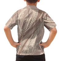 Polynesian Puakeniken Pikake Twisted Lei Kid Hawaiian Shirt Beige - Polynesian Pride