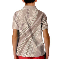 Polynesian Puakeniken Pikake Twisted Lei Kid Polo Shirt Beige - Polynesian Pride
