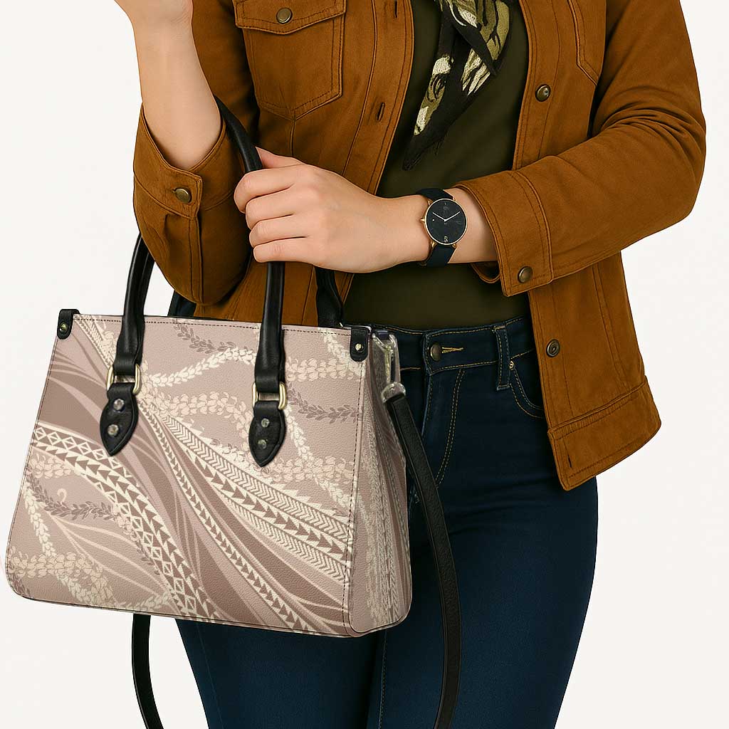 Polynesian Puakeniken Pikake Twisted Lei Leather Bag Beige LT7 - Polynesian Pride