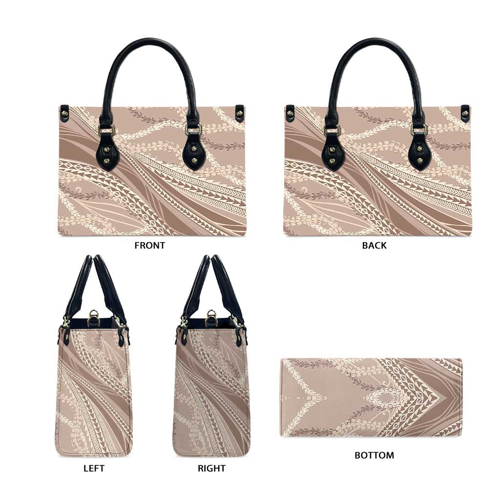 Polynesian Puakeniken Pikake Twisted Lei Leather Bag Beige LT7 - Polynesian Pride
