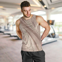 Polynesian Puakeniken Pikake Twisted Lei Men Tank Top Beige - Polynesian Pride