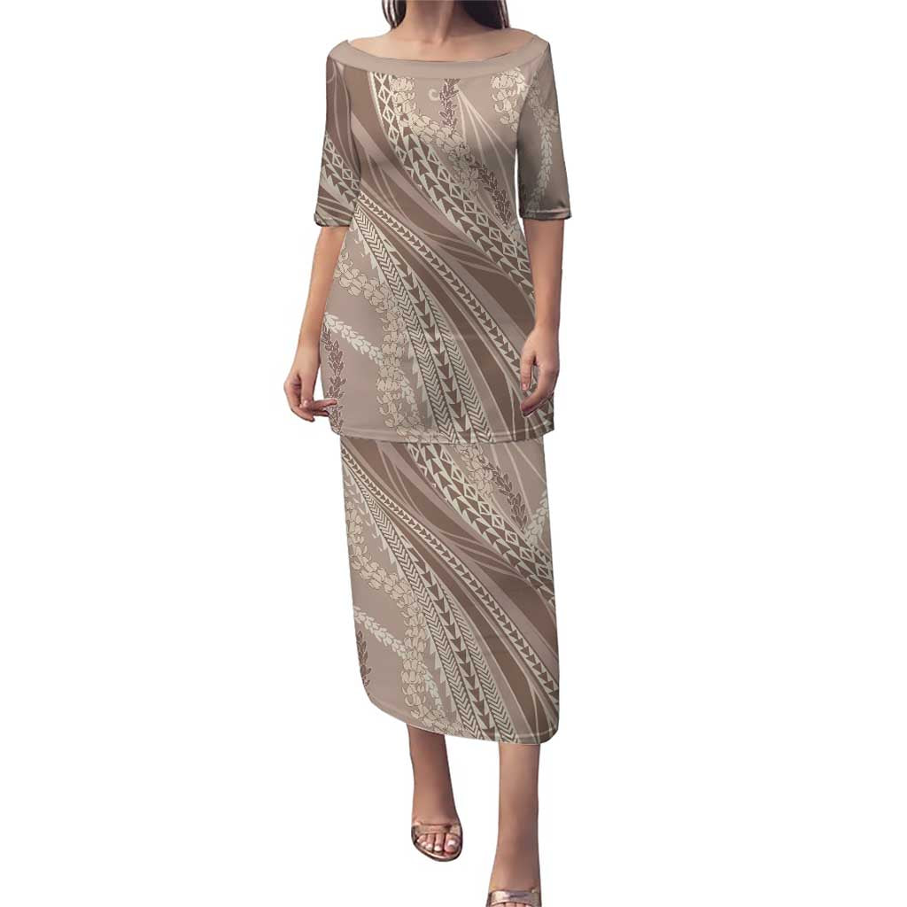 Polynesian Puakeniken Pikake Twisted Lei Puletasi Beige - Polynesian Pride