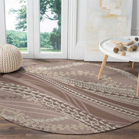 Polynesian Puakeniken Pikake Twisted Lei Round Carpet Beige - Polynesian Pride