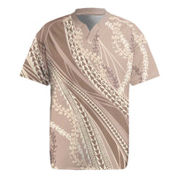 Polynesian Puakeniken Pikake Twisted Lei Rugby Jersey Beige - Polynesian Pride
