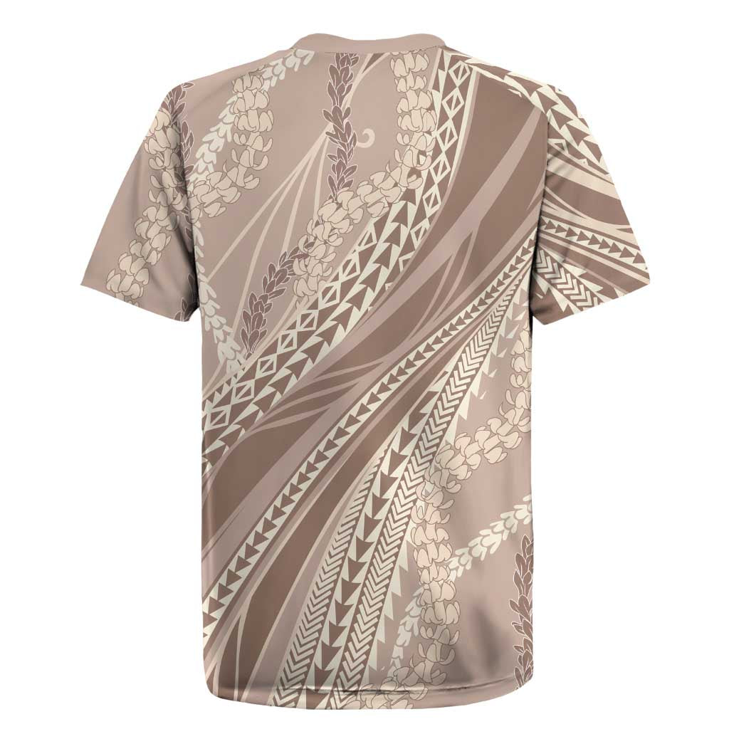 Polynesian Puakeniken Pikake Twisted Lei Rugby Jersey Beige - Polynesian Pride