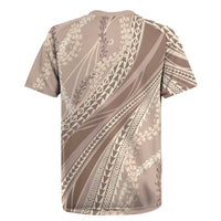 Polynesian Puakeniken Pikake Twisted Lei Rugby Jersey Beige - Polynesian Pride