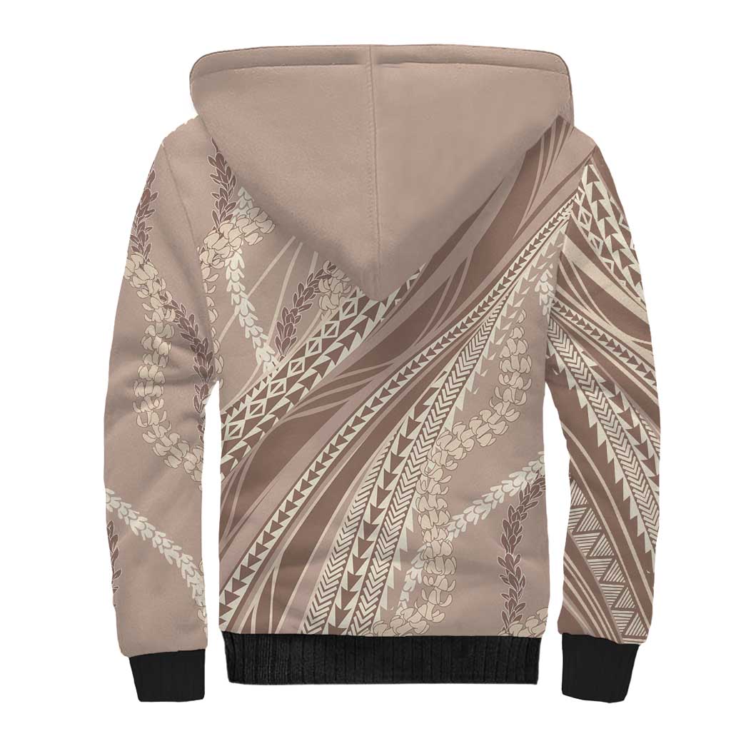 Polynesian Puakeniken Pikake Twisted Lei Sherpa Hoodie Beige LT7 - Polynesian Pride