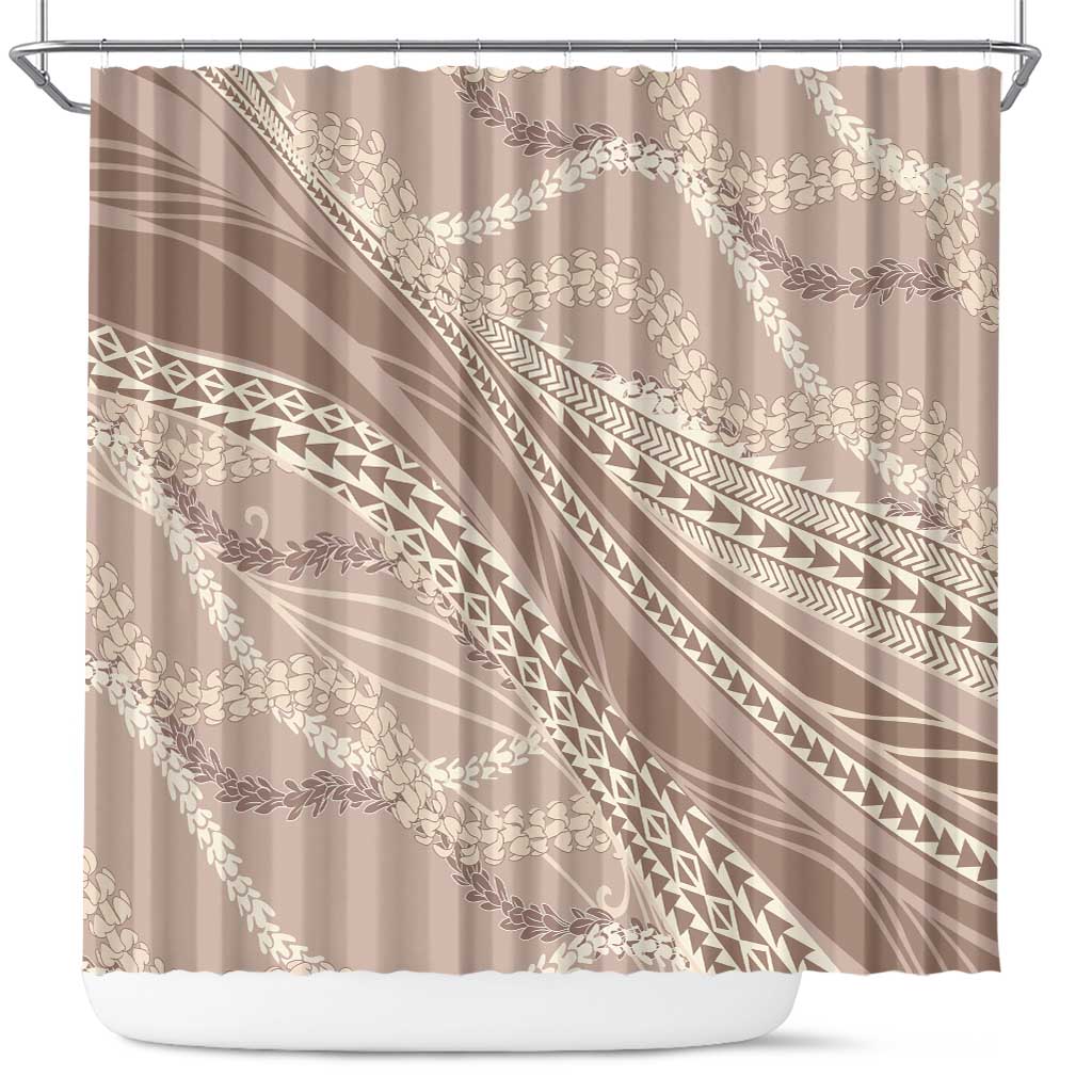 Polynesian Puakeniken Pikake Twisted Lei Shower Curtain Beige - Polynesian Pride