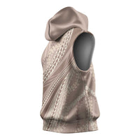 Polynesian Puakeniken Pikake Twisted Lei Sleeveless Hoodie Beige LT7 - Polynesian Pride