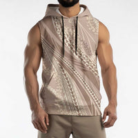 Polynesian Puakeniken Pikake Twisted Lei Sleeveless Hoodie Beige LT7 - Polynesian Pride