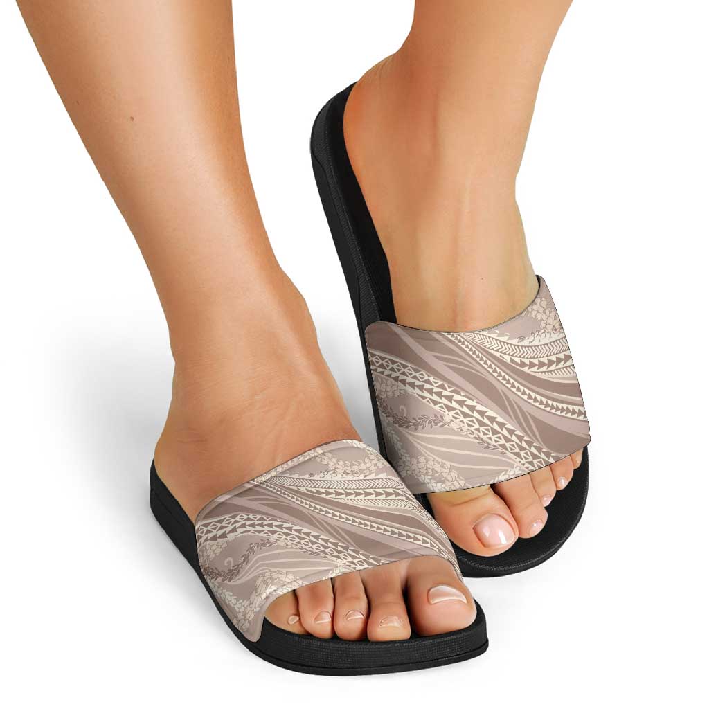 Polynesian Puakeniken Pikake Twisted Lei Slide Sandals Beige - Polynesian Pride