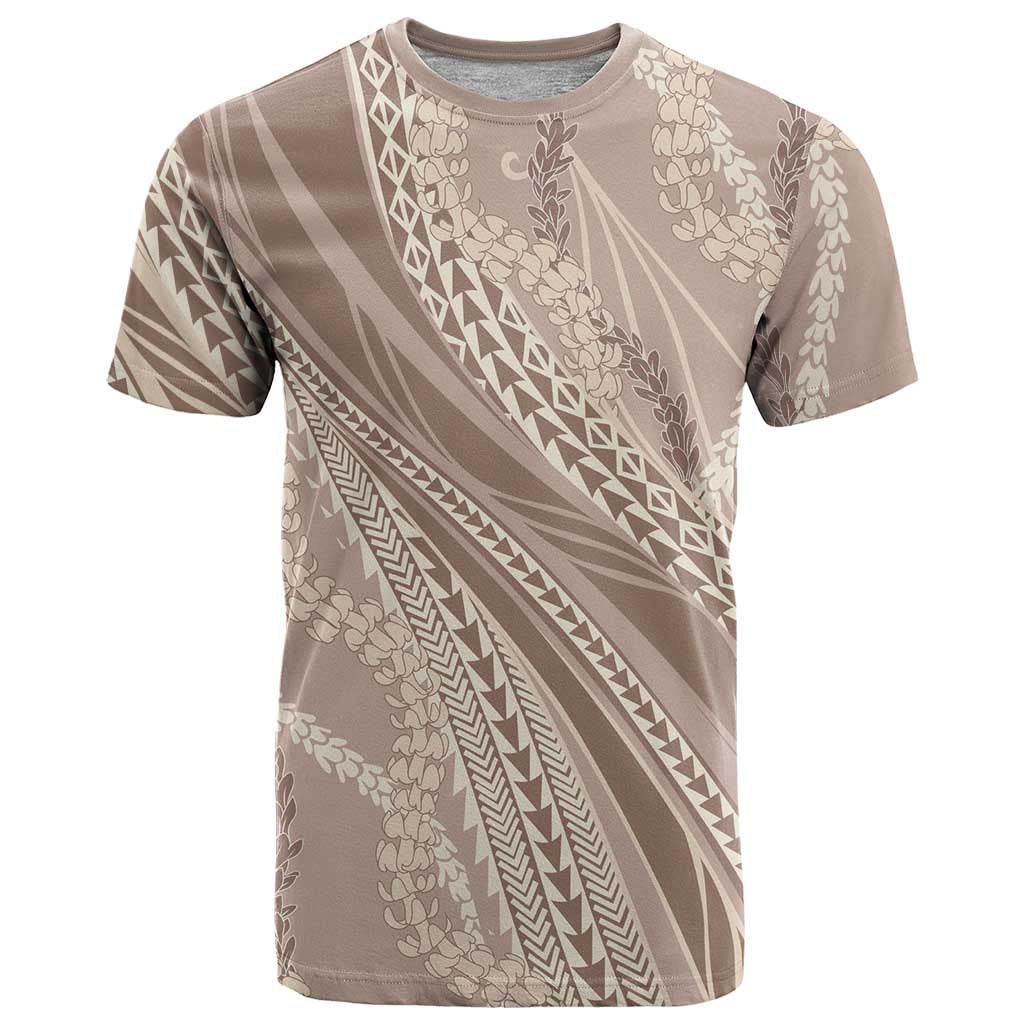 Polynesian Puakeniken Pikake Twisted Lei T Shirt Beige - Polynesian Pride