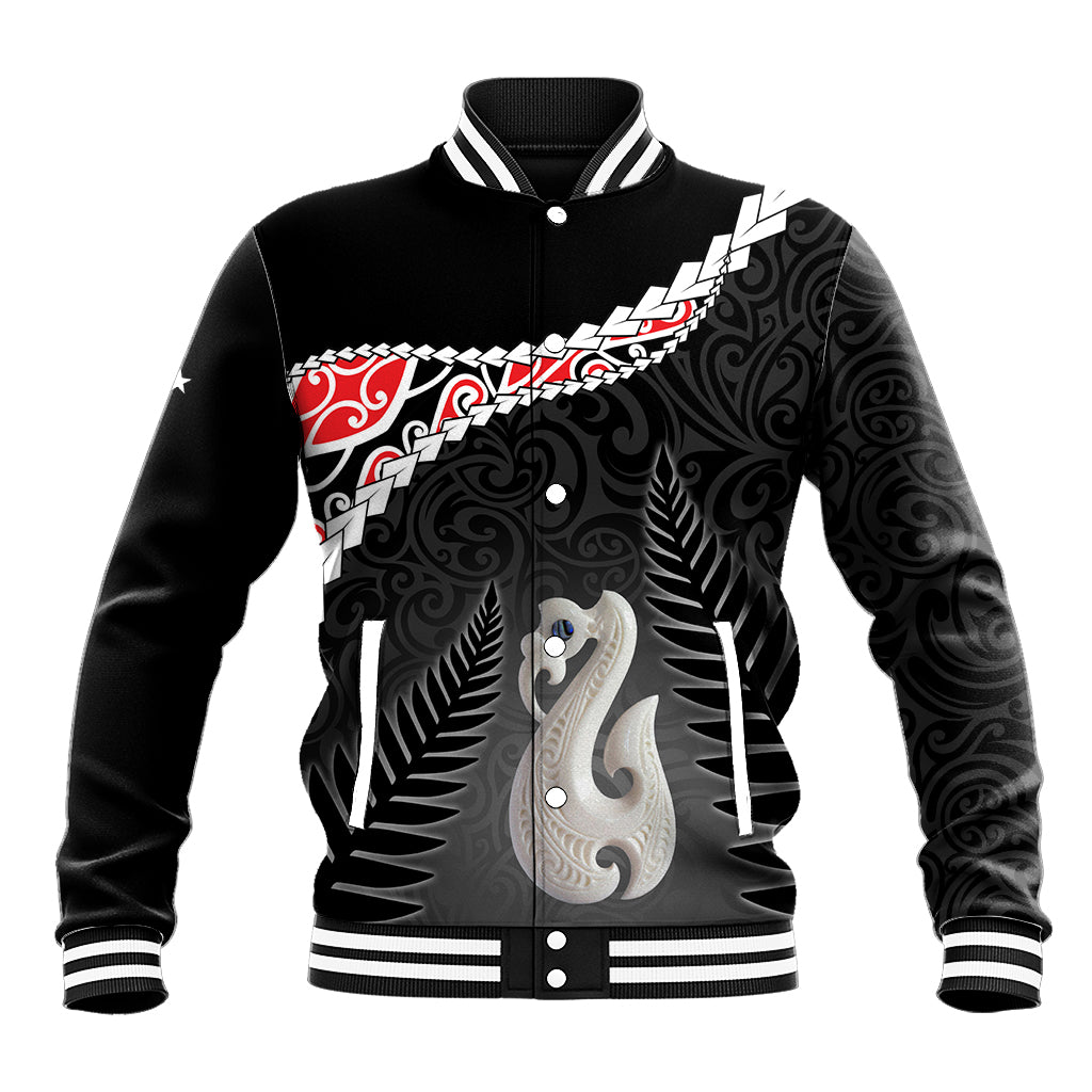 Personalised New Zealand Maori Baseball Jacket Manaia Mix Koru LT7 Unisex Black - Polynesian Pride