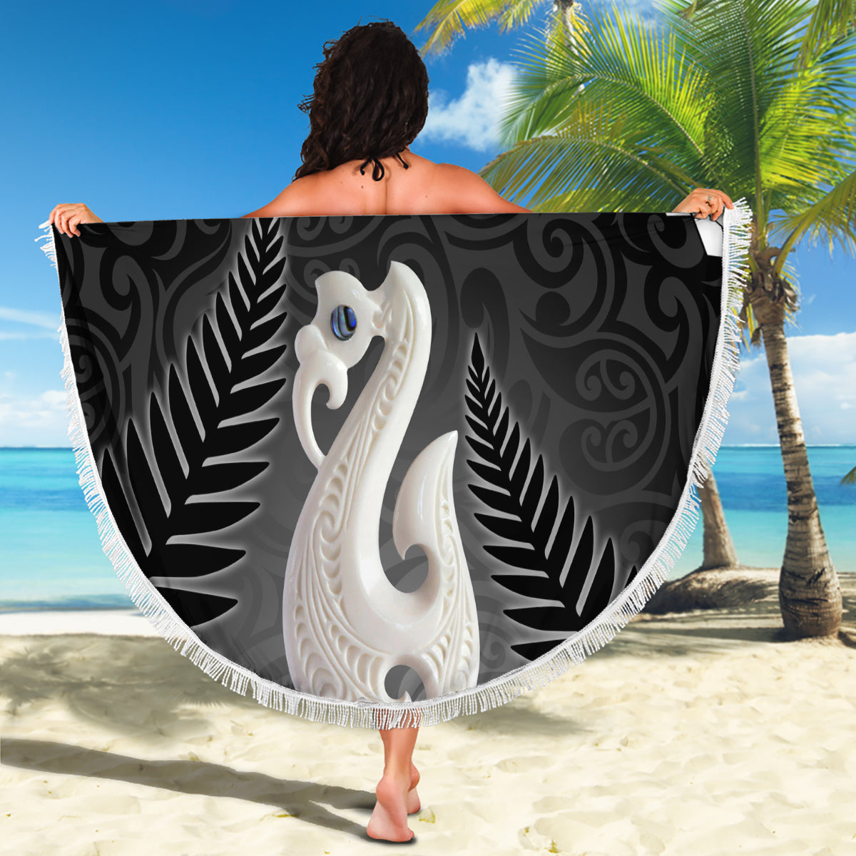 Personalised New Zealand Maori Beach Blanket Manaia Mix Koru LT7 - Polynesian Pride