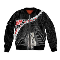 Personalised New Zealand Maori Bomber Jacket Manaia Mix Koru LT7 Unisex Black - Polynesian Pride