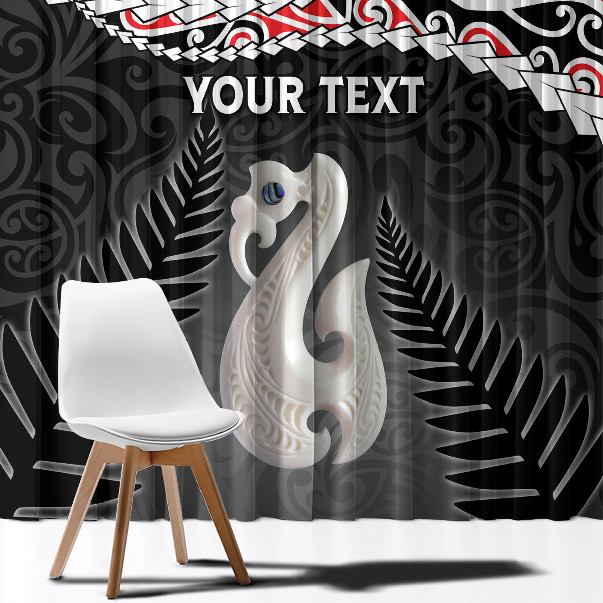Personalised New Zealand Maori Window Curtain Manaia Mix Koru LT7 - Polynesian Pride