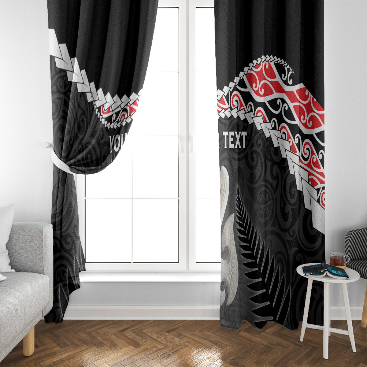 Personalised New Zealand Maori Window Curtain Manaia Mix Koru LT7 - Polynesian Pride